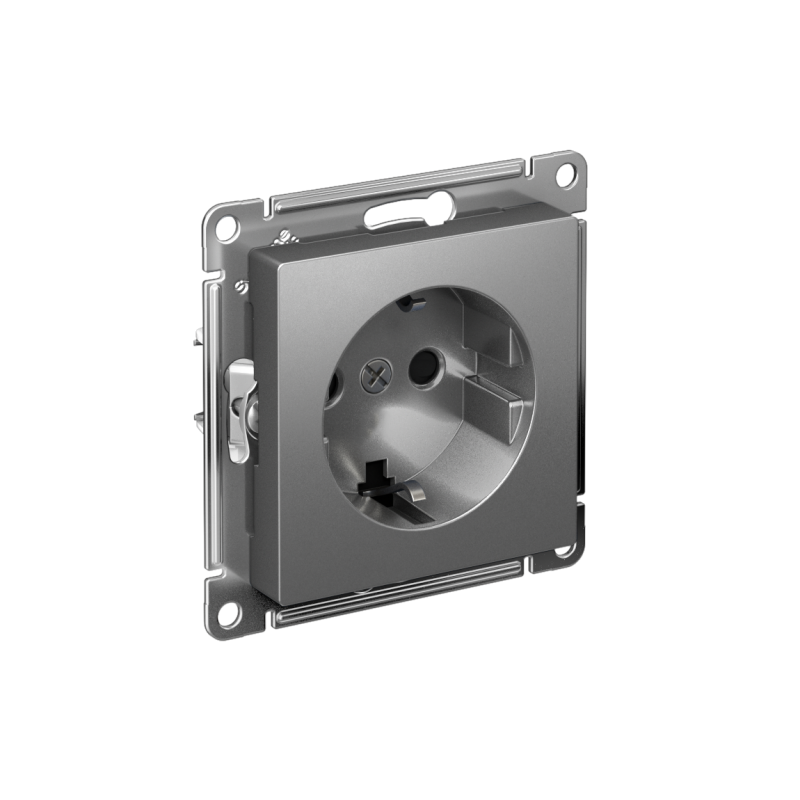 розетка atlasdesign 16а с заземл. защ. шторки быстрозажим. клем. механизм сталь se atn000945s от BTSprom.by