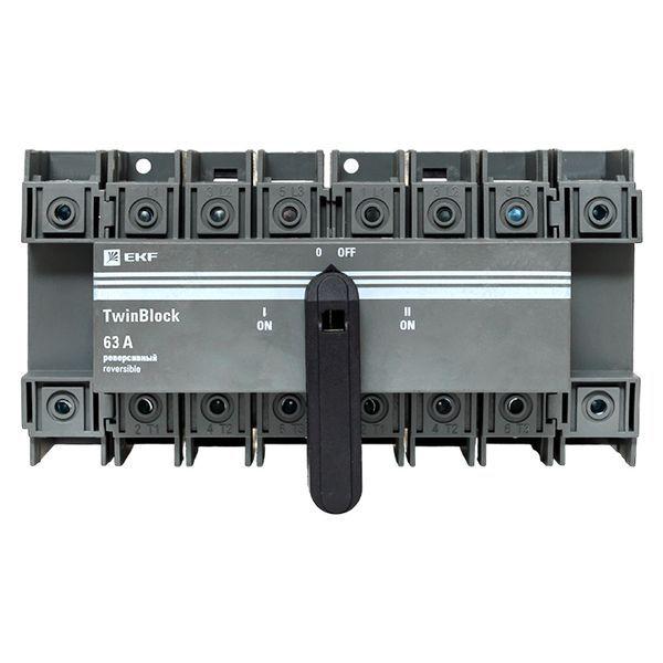  Рубильник 4п 63А реверсивный с рукояткой для прямой установки TwinBlock EKF tb-s-63-4p-rev фото в каталоге от BTSprom.by