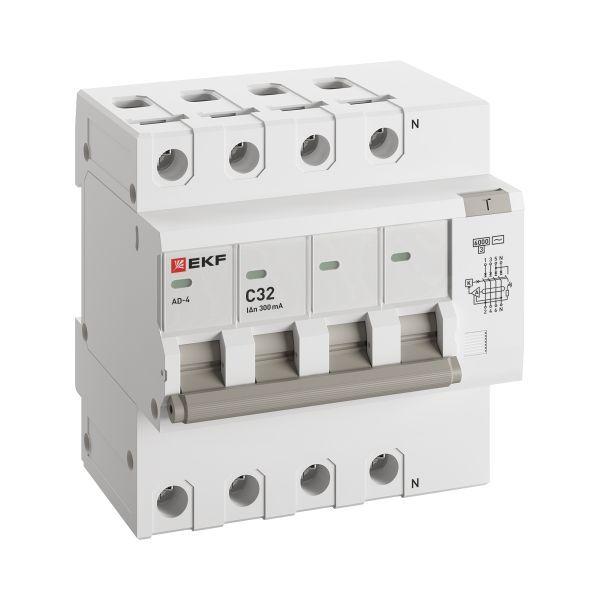 выключатель автоматический дифференциального тока c 32а 300ма тип ac 6ка ад-4 (электрон.) proxima ekf da4-6-32-300-pro от BTSprom.by
