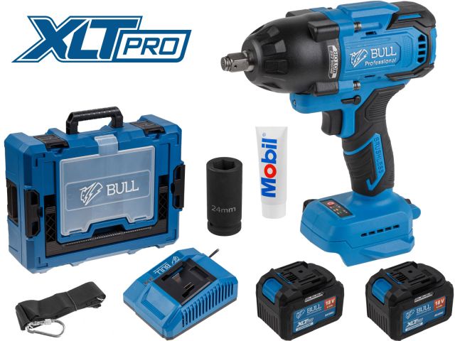 аккум. ударный гайковерт bull sc 1807 xcase, xltpro, бесщет., 18 в, 750 н*м, 1/2", 2х6 а*ч, з/у 6 а (вес 2,24 кг) 1329724 от BTSprom.by