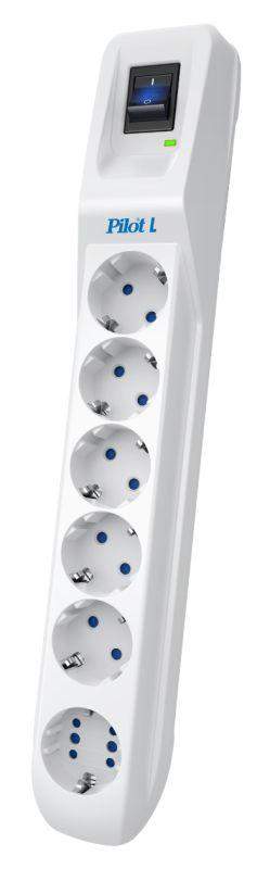 удлинитель с сетевым фильтром 6х10м с заземл. 10а l gp бел. (коробка) pilot 1914466 от BTSprom.by