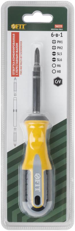  Отвертка с переставным жалом "Старт" CrV сталь 6-в-1 стержень 115мм прорезиненная ручка FIT 56223 фото в каталоге от BTSprom.by
