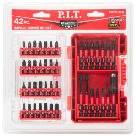 набор ударных магнитных бит drua биты 25мм/50мм/75мм; держатель бит (кейс) (42 предмета) p.i.t. aset04-0042 от BTSprom.by