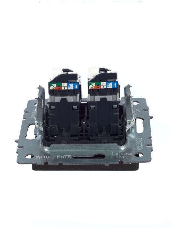  Розетка компьютерная 2-м СП BRITE RJ45 кат.5E РК10-2-БрТБ механизм бронза IEK BR-K20-1-K45 фото в каталоге от BTSprom.by