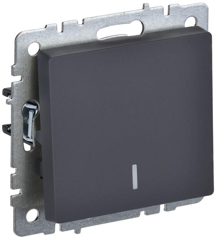 выключатель 1-кл. сп brite вс10-1-1-брг 10а с индик. механизм графит iek br-v10-1-10-k53 от BTSprom.by