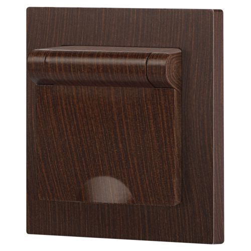  Розетка 1-м СП Accent 6-203-10 16А IP20 250В 2P+E Schuko с крышкой AL/CU венге Intro Б0063454 фото в каталоге от BTSprom.by