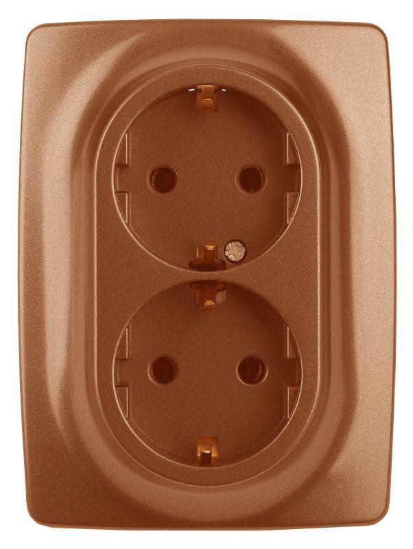 розетка 2-м сп эра12 12-2108-14 16а ip20 250в 2х2p+e schuko защ. шторки медь эра б0036450 от BTSprom.by