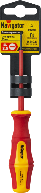  Отвертка диэлектрическая 93 426 NHT-Otd03-SL2.5-75 Navigator 93426 фото в каталоге от BTSprom.by