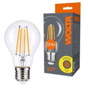 лампа светодиодная filament a60 12вт грушевидная прозрачная 3000к e27 1100лм wolta wf-a60-12w3ke27 от BTSprom.by
