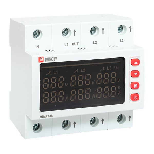 реле напряжения и тока 3ф mrva 63а с дисплеем ekf mrva-3-63a-v2 от BTSprom.by