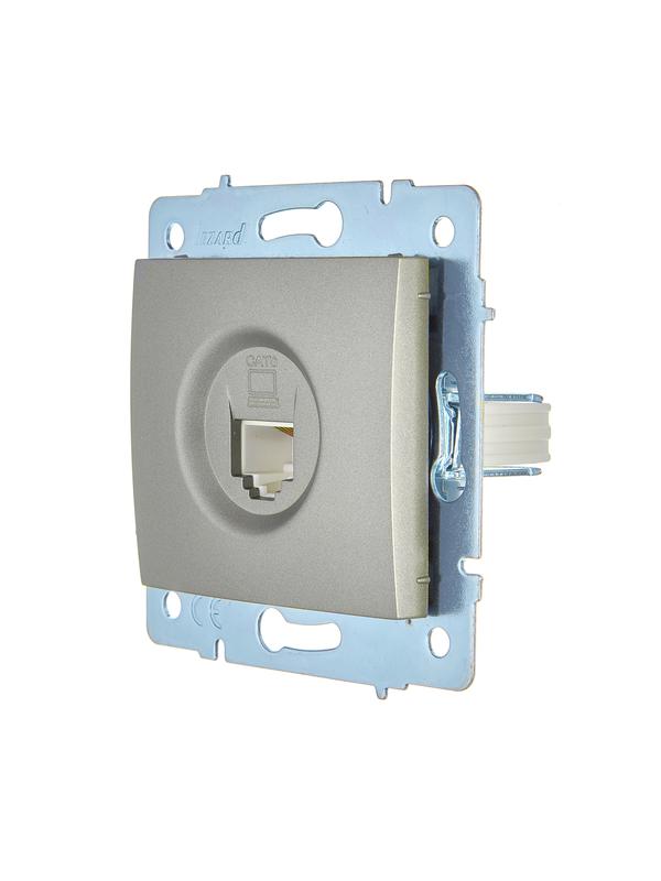  Розетка компьютерная 1-м СП ASTI IP20 RJ45 механизм Cat 6e платина. LEZARD 7081-3588-140 фото в каталоге от BTSprom.by