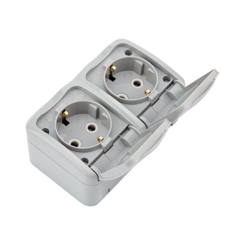  Блок розеток 2-м ОП Mini OG IP54 горизонт. с заземл. сер. Kranz KR-78-0806 фото в каталоге от BTSprom.by