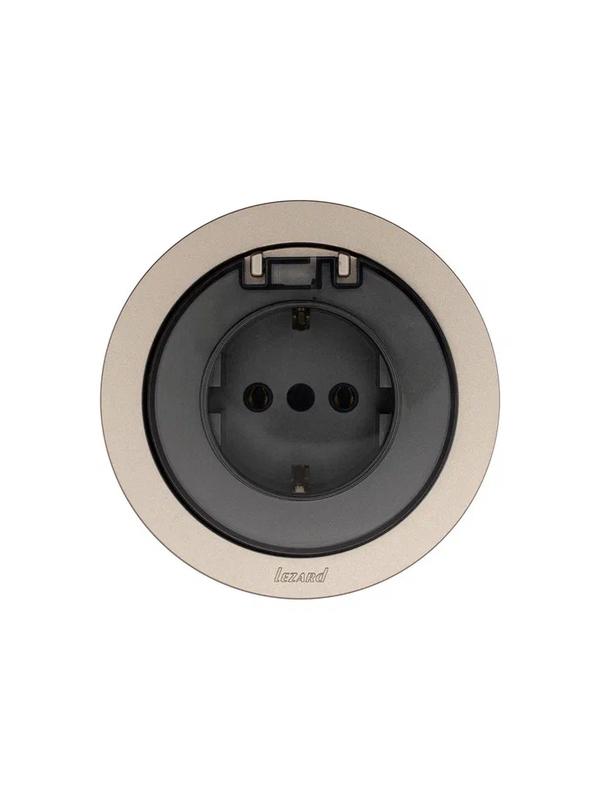  Розетка 1-м СП OSEN с заземл. с крышкой ПБТ механизм титан LEZARD 743-3788-123B фото в каталоге от BTSprom.by
