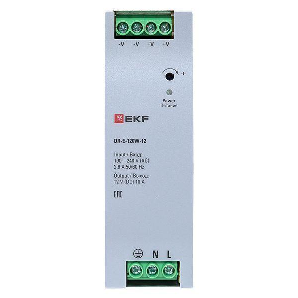  Блок питания на DIN-рейку 120Вт Uвх ~ 220В AC Uвых - 12В DC постоянного тока EKF DR-E-120W-12 фото в каталоге от BTSprom.by
