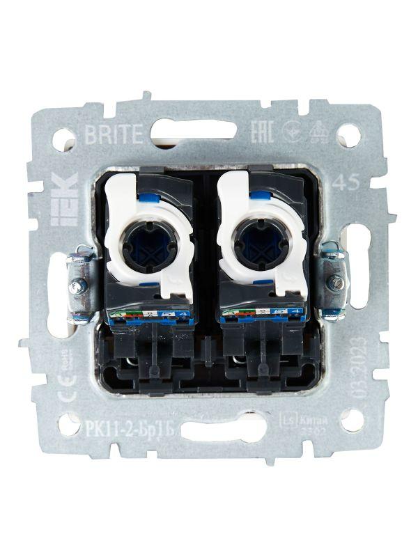  Розетка компьютерная двойн. СП RJ45 кат.6 BRITE РК11-2-БрТБ механизм бронза IEK BR-K20-2-K45 фото в каталоге от BTSprom.by