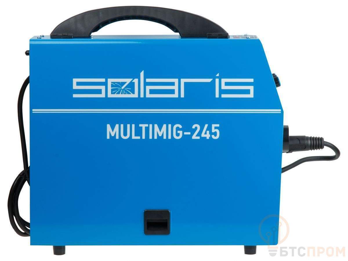  Полуавтомат сварочный Solaris MULTIMIG-245 (230В, MIG/FLUX/MMA/TIG, евроразъем, горелка 3 м, смена полярности, 2T/4T, рег-ка индуктивн.) фото в каталоге от BTSprom.by