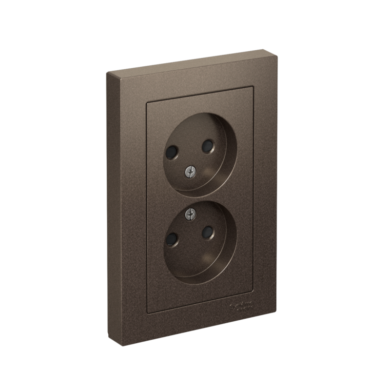 розетка 2-м сп atlasdesign 16а ip20 без заземл. защ. шторки в сборе мокко se atn000622 от BTSprom.by