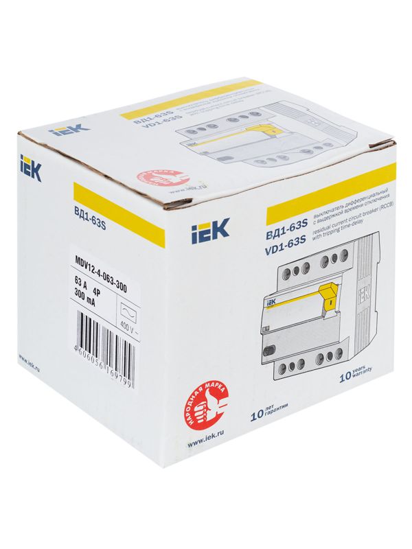  Выключатель дифференциального тока (УЗО) 4п 63А 300мА тип ACS ВД1-63S KARAT IEK MDV12-4-063-300 фото в каталоге от BTSprom.by