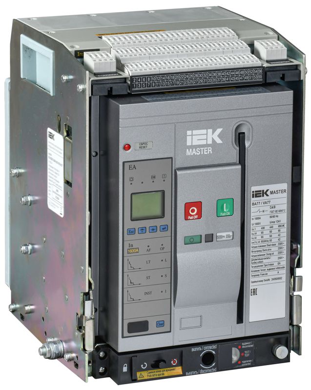 выключатель автоматический воздушный 3п a 1000а 65ка ac ва77 w3p ea выдвижн. с комплектом аксессуаров master iek mi-acb10-3wa-065-1000-acf от BTSprom.by