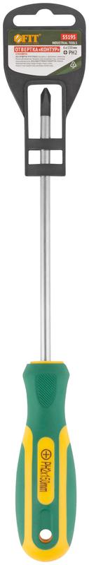  Отвертка "Контур" CrV сталь прорезиненная ручка 6х150мм РН2 FIT 55195 фото в каталоге от BTSprom.by