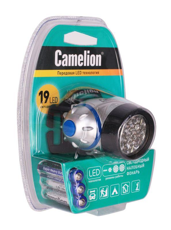 фонарь налобный led 5313-19f4 19led 4 режима 3хr03 (в компл.) металлик camelion 7537 от BTSprom.by