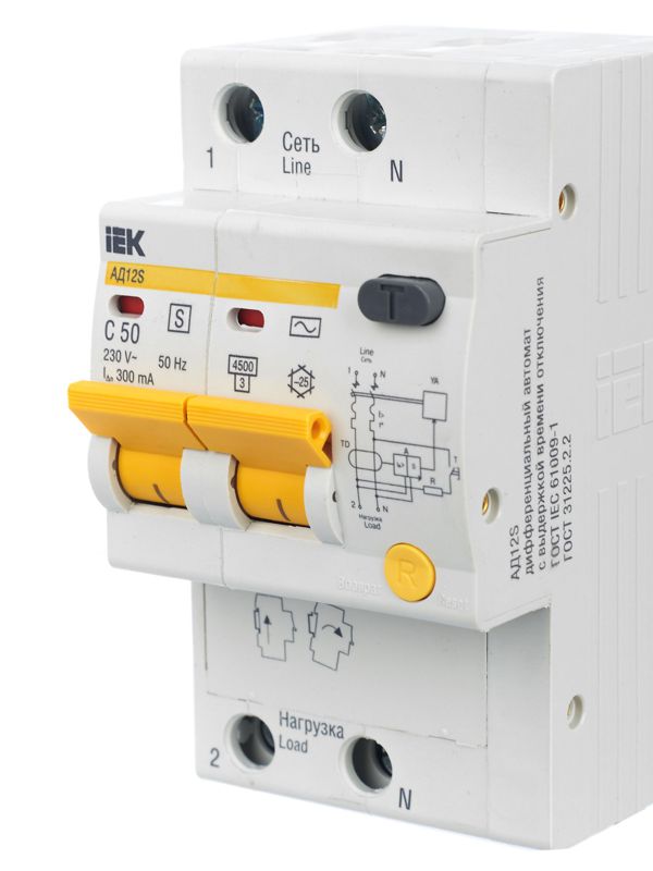  Выключатель автоматический дифференциального тока селективный 2п 50А 300мА тип AC АД12S KARAT IEK MAD13-2-050-C-300 фото в каталоге от BTSprom.by