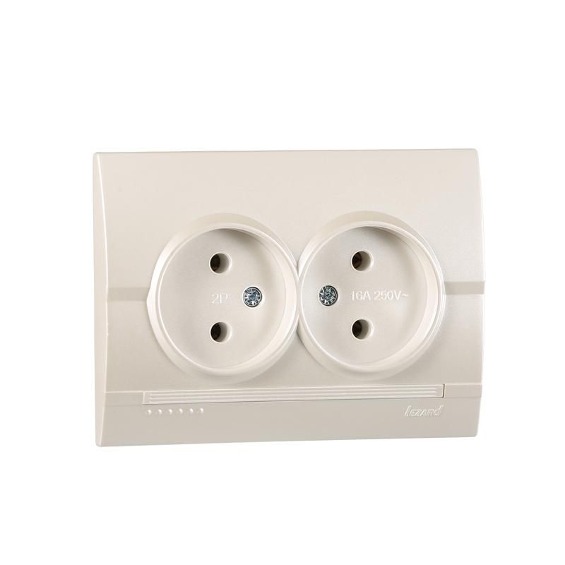 розетка 2-м сп deriy 16а ip20 без заземл. керамика жемчуж./бел. метал. lezard 702-3030-128 от BTSprom.by