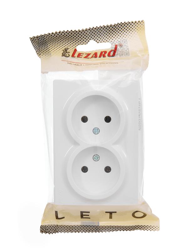  Розетка 2-м ОП LETO без заземл. закрытый корпус ПБТ бел. LEZARD 752-0200-128B фото в каталоге от BTSprom.by