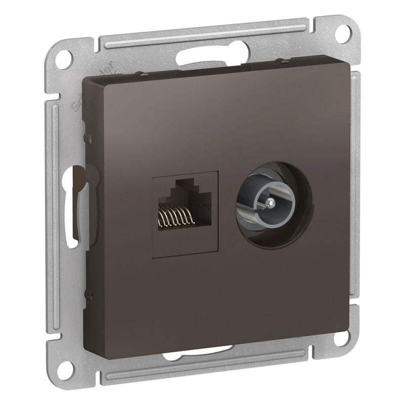 розетка компьютерная + телевизионная 2-м atlasdesign rj45 кат.5e + tv механизм мокко se atn000689 от BTSprom.by