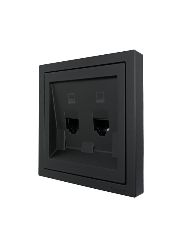  Розетка компьютерная 2-мест. СП ZIMA IP20 черн. бархат LEZARD 704-4288-141 фото в каталоге от BTSprom.by