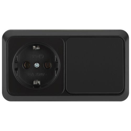 блок розетка с выключателем 1-м оп quadro 2-701-05 10-16-а-250в ip20 горизонт. антрацит intro б0069704 от BTSprom.by