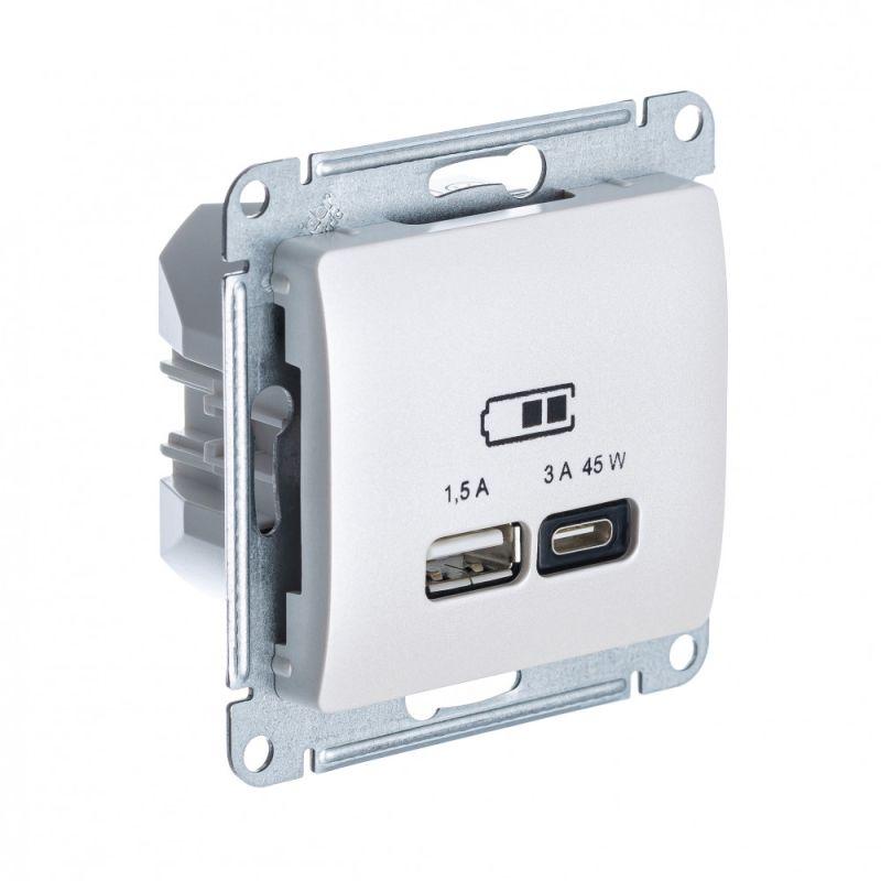 розетка usb glossa тип a+c 45вт qc pd высокоскор. зу механизм перл. se gsl000629 от BTSprom.by