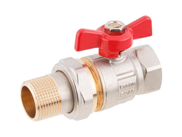 кран шаровый 3/4" нар.-вн. бабочка (со сгоном) pn40, av engineering (латунь, макс.  40 бар, макс.  110 °с) ave094034 от BTSprom.by