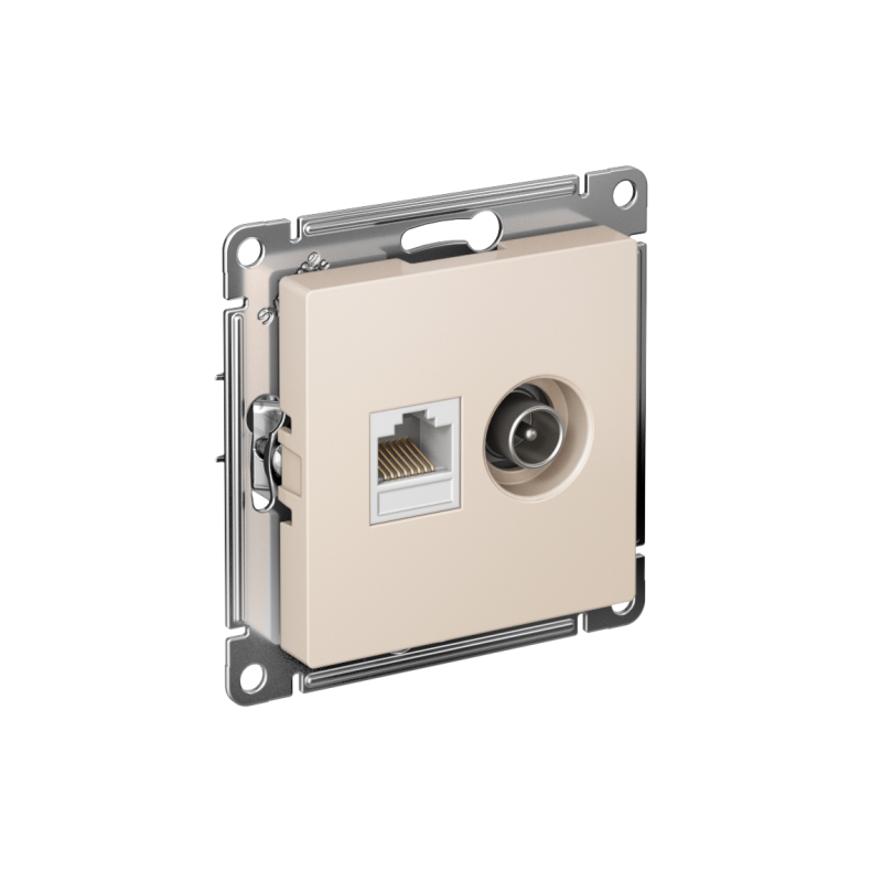 розетка компьютерная + телевизионная 2-м сп atlasdesign rj45 кат.5e + tv механизм беж. se atn000289 от BTSprom.by