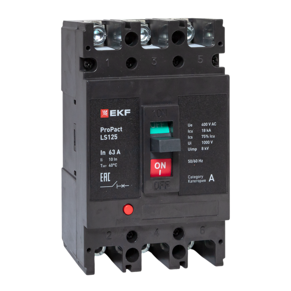 выключатель автоматический 3п 63а 18ка ls125 propact ekf mccb-125-18-3-63-ls от BTSprom.by