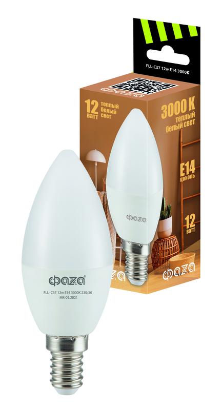 лампа светодиодная fll-c37 12вт e14 3000к 230в 50гц фаzа 5038509 от BTSprom.by