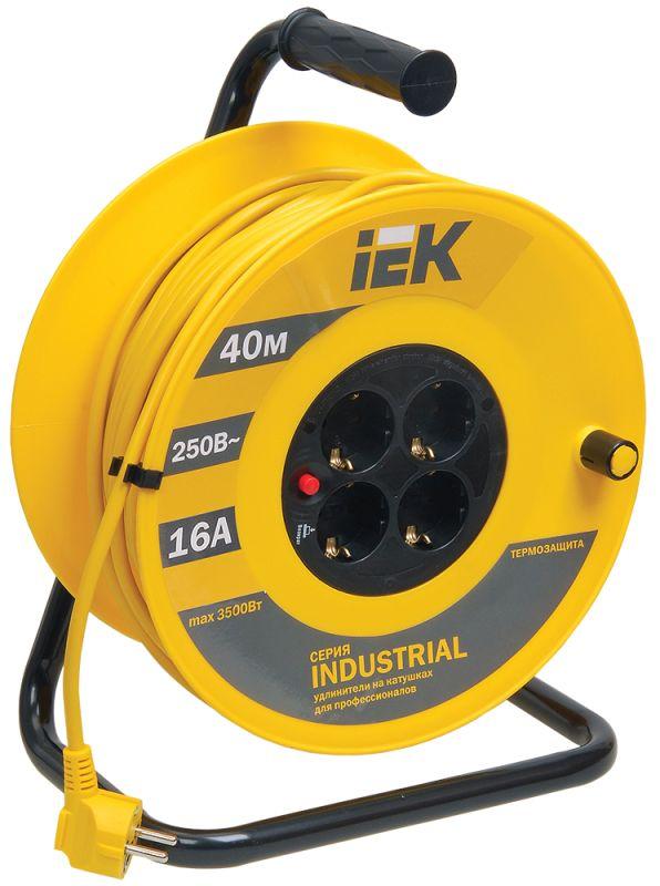 удлинитель на катушке 4х40м с заземл. 16а ip20 industrial ук40 3х1.5 термозащита iek wkp15-16-04-40 от BTSprom.by