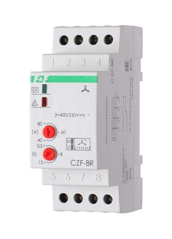 реле контроля фаз czf-br (3х400/230+n 8а 1перекл. ip20 монтаж на din-рейке) f&f ea04.001.003 от BTSprom.by