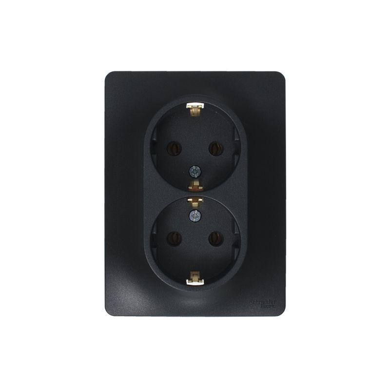 розетка 2-м glossa 16а с заземл. в сборе антрацит se gsl000724 от BTSprom.by