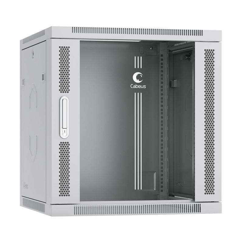 шкаф телекоммуникационный настенный sh-05f-12u60/60 19дюйм 12u 600х600х635мм дверь стекло сер. (ral 7035) cabeus 7065c от BTSprom.by