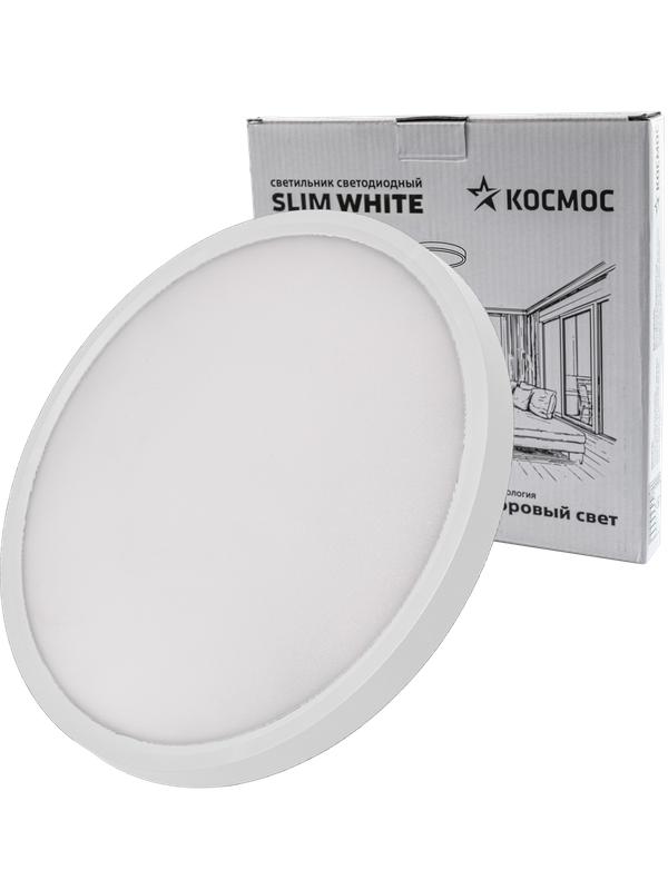 светильник светодиодный slim white 38вт 6500к ip40 2700лм 230в 400х25мм космос kslim38w_w6500k от BTSprom.by