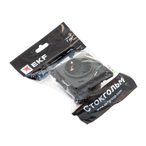  Розетка 1-м СП Стокгольм 16А USB A+C с заземл. защ. шторки винтов. клеммы механизм черн. EKF EZR16-2USB-typeA-typeC фото в каталоге от BTSprom.by
