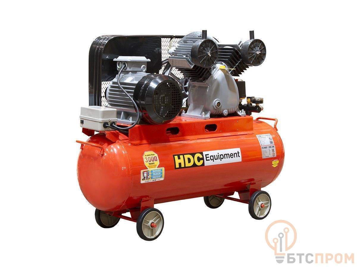 Компрессор HDC HD-A103 (600 л/мин, 10 атм, ременной, масляный, ресив. 100 л, 380 В, 3.30 кВт) фото в каталоге от BTSprom.by