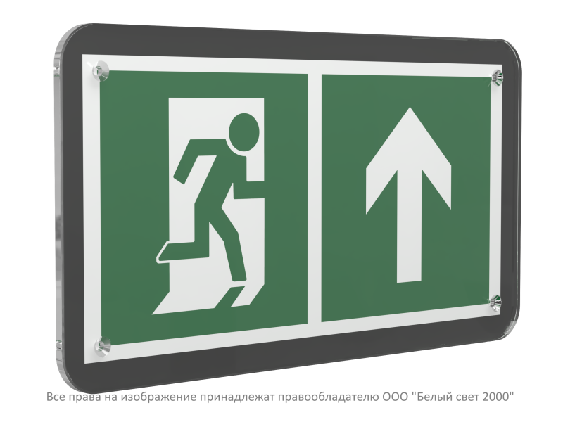 знак безопасности ps-33186-black.e38 "направление к эвакуационному выходу прямо" белый свет a32981 от BTSprom.by