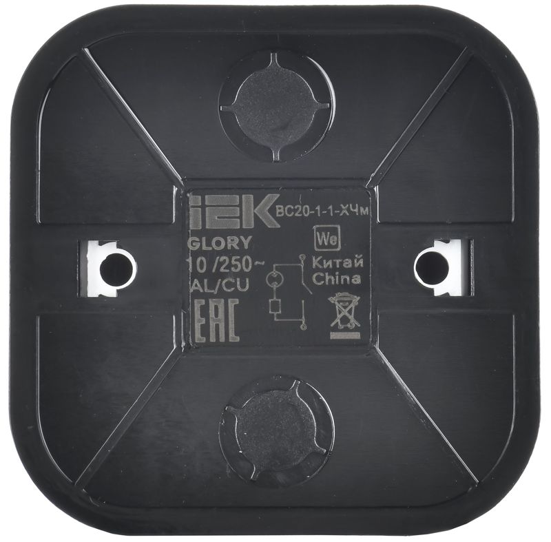  Выключатель 1-кл. ОП GLORY ВС20-1-1-ХЧм 10А с индикацией черн. матов. IEK EVH11-K02M-10 фото в каталоге от BTSprom.by