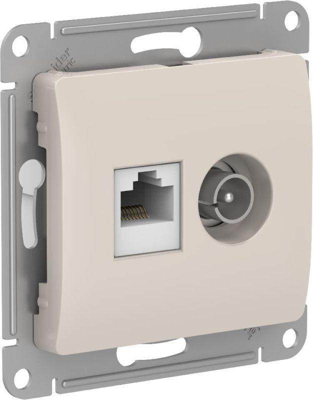 розетка компьютерная + телевизионная 2-м glossa rj45 кат.5e + tv механизм молочн. se gsl000989 от BTSprom.by