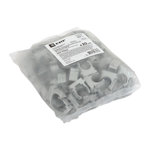  Держатель для труб (клипса) d20мм для монтажн. пистолета сер. (уп.100шт) Plast EKF derjp-z-20 фото в каталоге от BTSprom.by