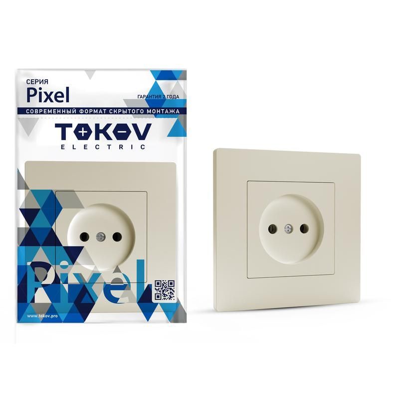 розетка 1-м сп pixel 16а ip20 без заземл. в сборе беж. tokov electric tke-px-r1f-c02 от BTSprom.by