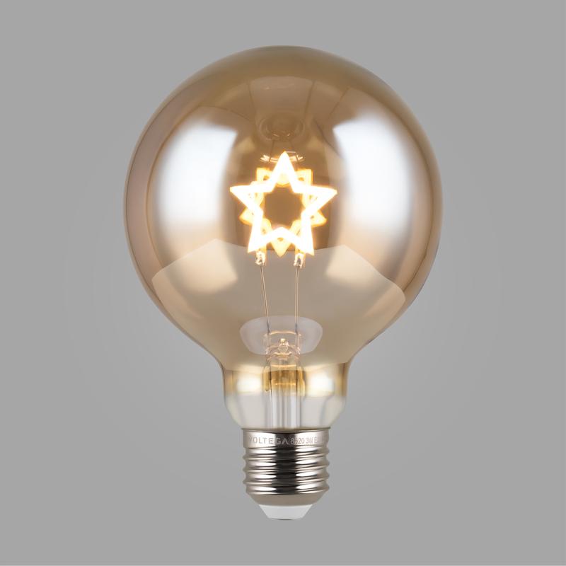 Лампа светодиодная филаментная Loft 271 G125 3Вт 2700К E27 Voltega 8520 фото в каталоге от BTSprom.by