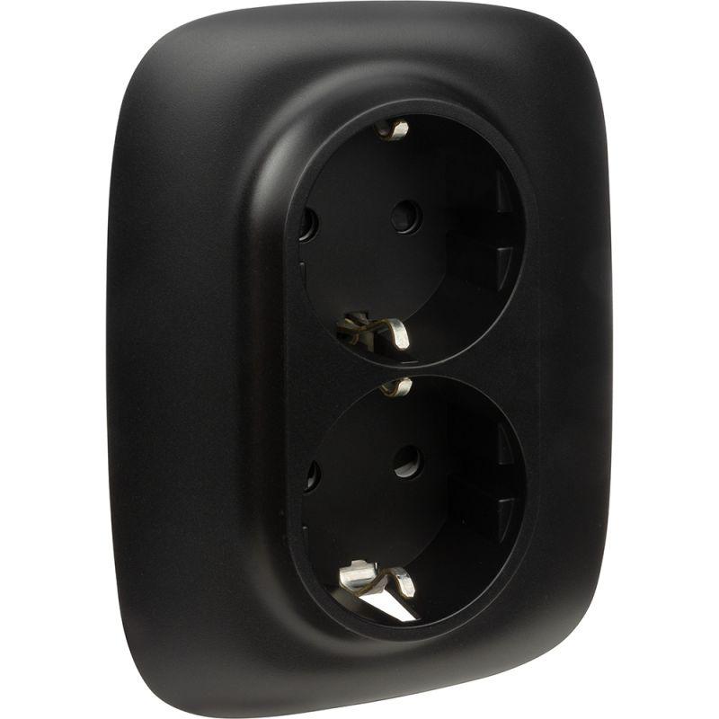  Розетка 2-м СП Valena Allure 16А IP20 250В 2х2P+E защ. шторки безвинт. клеммы с лицев. панелью антрацит Leg 753936 фото в каталоге от BTSprom.by